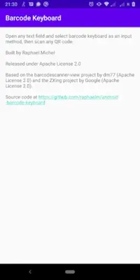 Barcode Keyboard android App screenshot 0